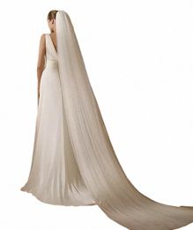 wholesale Soft Tulle 3Meter 5Meter White Ivory Voile Mariee Lg Wedding Veil With Metal Comb Bridal Headwear Vestido De Noiva J1Od#