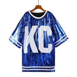 Women's T Shirts 2024 Spring Summer Fashion Women Sequin T-shirt Large Medium Length Bead Embroidered Letter Tee
