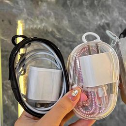 Storage Bags Portable Data Cable Plug Headphone Box Simple Mobile Phone Organising Bag PVC Cute Coin Purse