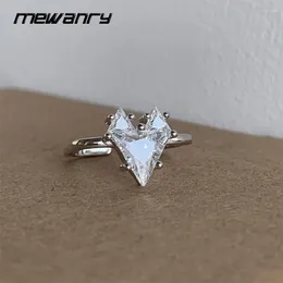 Cluster Rings Mewanry Silver Colour Love Heart Zircon For Women Girls Creative Design Simple Elegant Classic Engagement Jewellery Gifts