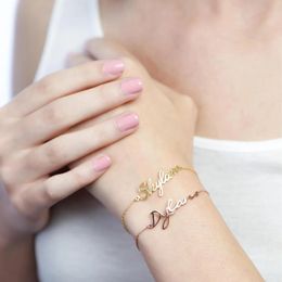 Name Bracelet Dainty Initials Personalised Monogram Jewellery Custom Children for Mom 240416