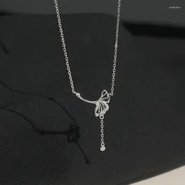 Pendants KOFSAC Exquisite Hollow Ginkgo Leaf Necklace Women 925 Sterling Silver Clavicular Chain Fashion Jewellery Zircon Tassel Necklaces