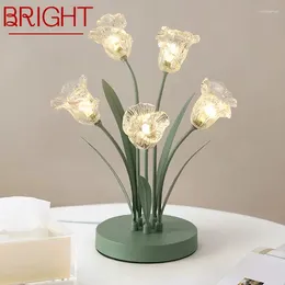 Table Lamps BRIGHT Contemporary Lamp French Pastoral LED Creative Flower Living Room Bedroom And Study Home Decoration Desk