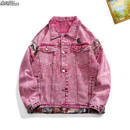 Denim Jacket Men Designers Clothes Stylish Pink Denims Mens Collar Jeans Fashionki8j.