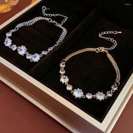 Link Bracelets Simple Round Zircon Bracelet Elegant Luxury Hand Chain Senior Sense Sparkling Wrist Jewellery Wedding