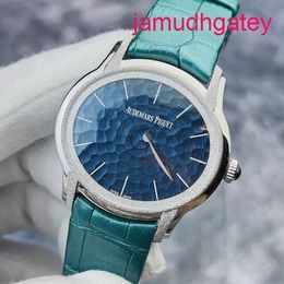Designer AP Wrist Watch Millennium Series Womens 77266BC Frost Gold Craft Blue Ripple dial with Pointer Design Automatic Mechanical Ladies Watch