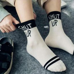 Men's Socks Drop Ship Men Funny Harajuku Letter Printed Creative Hip Hop Street Skateboard Unisex Crew Happy