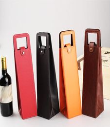 PU Leather Wine Or Champagne Gift Wrap Tote Travel Bag Single Wine Bottle Carrier Case Organiser Wine Bottles Gifts Bags4826126