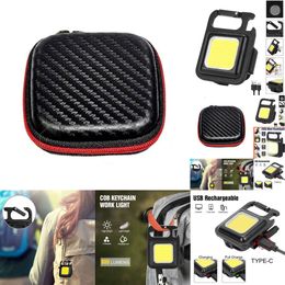 2024 2024 Mini LED Working Light Portable Pocket Flashlight USB Rechargeable Key Lights Lantern Camping Outside Hiking COB Strong Lamp