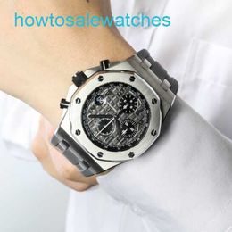 AP Leisure Wrist Watch 26470 Elephant Grey Royal Oak Offshore 42 Gauge Calendar Timing Automatic Mechanical Precision Steel Mens Watch