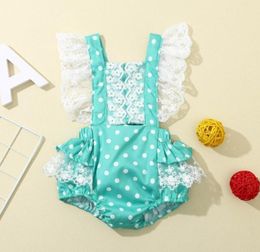 Jumpsuits Born Infant Baby Girls Romper Princess Lace Ruffle Sleeve Polka Dots Outfits Party Triangle 024 Months Clothing5955476