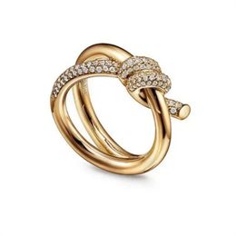 Bandringe Designer Ring Ladies Seilknoten Ring Luxus mit Diamonds Moderinge für Frauen klassischer Schmuck 18K Gold Platted Rose Hochzeit Großhandel