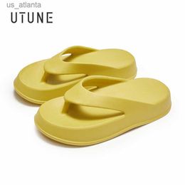 Slippers UTUNE Flip Flops Women and Men Summer Shoes Outdoor EVA Rubber Platform Beach Slides With Thick Cushion Non-slip H240416 L5TK