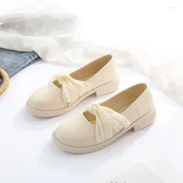 Casual Shoes Lolita Female Japanese Mary Jane Pearl Retro Girl Student Ribbon Bow Shallow Mouth Round Toe Platform