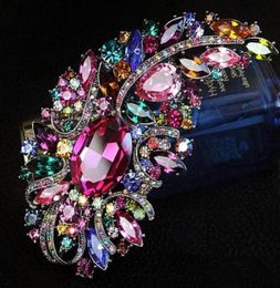 Extra Large Designer Luxury Brooch Multicoloured Crystal Diamond Diamante Wedding Brooch25773679819237