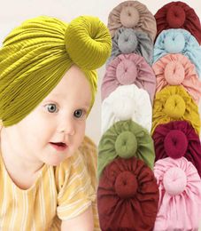 Newborn Baby Bow Knot Turban Hat Donut Head Wrap Soft Cotton Handmade Headband Beanie Caps Kids Infant Toddler Wide Hair Band Head3185529