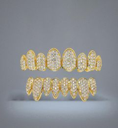 Hip Hop Jewellery Hipsters Diamond Dientes Grillz Teeth Iced Out CZ Mouth Teeth Grillz Caps Top Bottom Grill Set Men Women Irregular3430808