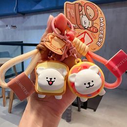 Cartoon Authentic Line Dog Toast Dessert Head Cover Doll Keychain Ring Personalised Friend Car Bag Jewellery