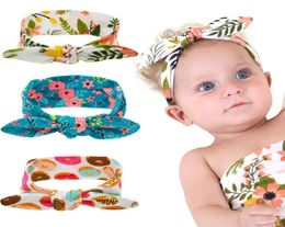 Baby Headbands Bunny Rabbit Ear Head Bands Girls Kids Cute Turban Knot Floral Printing Hairbands Headwear Hair Accessories KHA1759991012