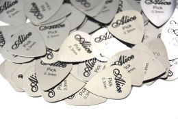 Cables 100pcs Alice AP100S 0.3mm Standard Chrome Metal Stainless Steel Picks Electric Guitar Bass Picks Plectrums