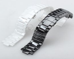 Watch Bands Hig Quality Ceramic Watchband White Black Convex Mouth Bracelet With Pushbutton Hidden For AR1424 AR1440 189mm 22117884410