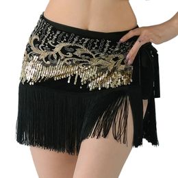 Womens Sequin Fringe Skirts Carnival Performance Dancing Dress Sparkly Lace Up Waist Party Glitter Tassels Mini Skirt Clubwear 240412