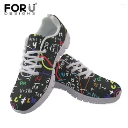 Casual Shoes FORUDESIGNS Women Wear-resistant Sneakers Colourful Math Formula Pattern Lace-up Ladies Breathable Air Mesh Spring