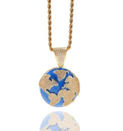 Chains Hip Hop Iced Out Gold Earth World Pendant Necklace Men Women Fashion Map Street Dance Jewellery Gift For Him With Chain4729894