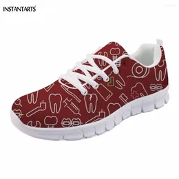 Casual Shoes Cartoon Dentiseeth Pattern Summer Woman Flats Spring/Autumn Lace Up Sneakers Girls Jogging Ladies Footwear