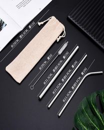 Combination Customised Bag Packing 31 Reusable Stainless Steel Drinking Straws Set Metal Straws Set with Cleaning Brush WC5373331