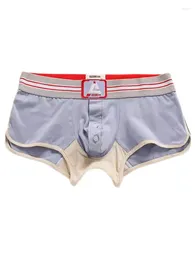 Underpants Men's Flat Angle Underwear Cotton Medium And Low Waisted Slim Fitting Button Opening U-shaped Convex Bag Sexy