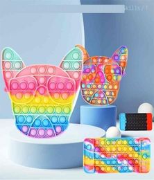 Tie Dye Rainbow Bull Terrier Mobile Phone Gamepad Board Game Poo-its Toys Push Bubble per Puzzle Early Educational Gift Kids Christmas Toy G83ZB6L6879527