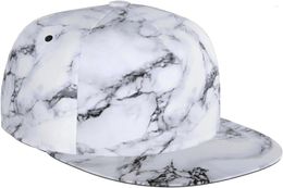 Ball Caps Marble Stripe Pattern Flat Bill Hat Unisex Snapback Baseball Cap Hip Hop Style Visor Blank Adjustable Black