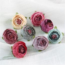 Decorative Flowers 10pcs/lot 3.5cm Silk Artificial Flower Camellia Hand Made Wedding Party Home Craft Simulation