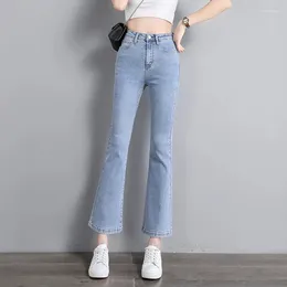Women's Jeans Spring/Summer High Waist Stretch Slim Flare Pants Casual Skinny Denim Trousers Ankle-Length Streetwear
