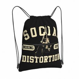 crewmens Swea Social Distort Boxer Glove Logo Creative Good Quality Drawstring Bag Backpack Pouches Men Handbag For Girls String U23J#
