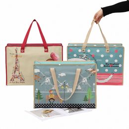 reusable Square Foldable Shop Bag N-Woven Folding Travel Shopper Bag Patchwork Colour Portable Storage Bags b74w#