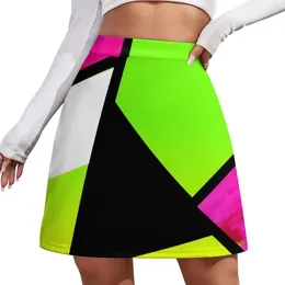 Skirts Neon Colour Blocking Mini Skirt For Womens 2024 School Uniform