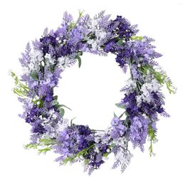 Decorative Flowers Artificial Wedding Party Garland Hanging Wreath Door Decoration DIY Natural Purple Lavender Rattan Handmade Wreaths Home