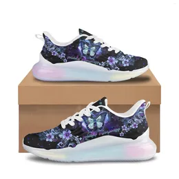 Casual Shoes Purple Lotus Pattern Sneakers Women's Atmospheric Air Cushion For Walk Luxury Tennis Brand Running