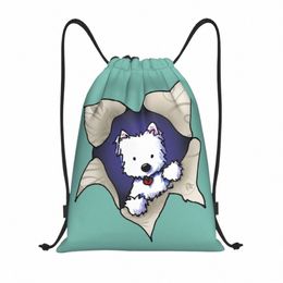 custom Cute Westie Dog Drawstring Bags for Training Yoga Backpacks Women Men West Highland White Terrier Sports Gym Sackpack a3Pe#