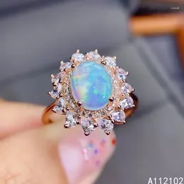 Cluster Rings KJJEAXCMY Fine Jewelry S925 Sterling Silver Inlaid Natural Opal Girl Ring Gift Support Test Chinese Style With Box