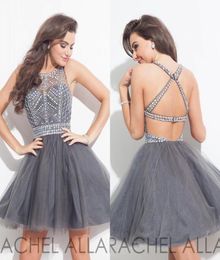 2016 New Sexy Tulle Mini Cocktail Dresses With Crystal Beaded Top Short Party Gowns Cocktail Prom Dresses Custom1487078