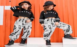 Kids Letter Crop Tops cotton children sport suits Dance Costumes for Girls Teenage Girl Hip Hop Clothing 10 12 14 16 18 Years7505286