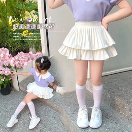 Children Summer Skirts Girls Mini Skirts Vintage Pleated Skirt Korean Tennis Skirts Short Student Uniform White Black 240410