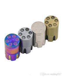 Cheap 3parts Mini Bullet Grinder Rainbow 40mm 6 Shooter Revolver Metal tobacco dry herb Grinder for smoking7594903