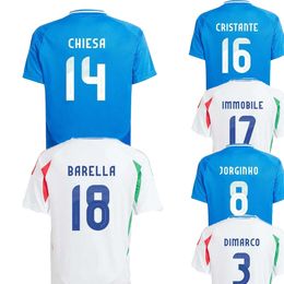 Italys soccer jerseys 24-25 Italian Thai Quality Jersey 10 RASPADORI 9 SCAMACCA 8 JORGINHO 7 FRATTESI 18 BARELLA 14 CHIESA Customized football cleats outdoor