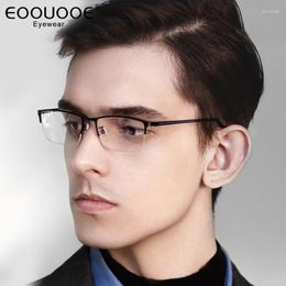 Sunglasses Frames 54mm Men Eyeglasses Half Glasses Frame Myopia Fashion Optics Metal Eyewear Anti-Reflection Prescription Lens