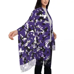 Scarves Colourful Camouflage Scarf With Tassel Purple Black Camo Print Soft Shawl Wrap Women Designer Large Autumn Luxury Foulard