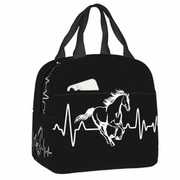 custom Riding Horse Heartbeat Lunch Bag Cooler Thermal Insulated Lunch Boxes for Women Kids Work School Food Picnic Tote Bags h01a#